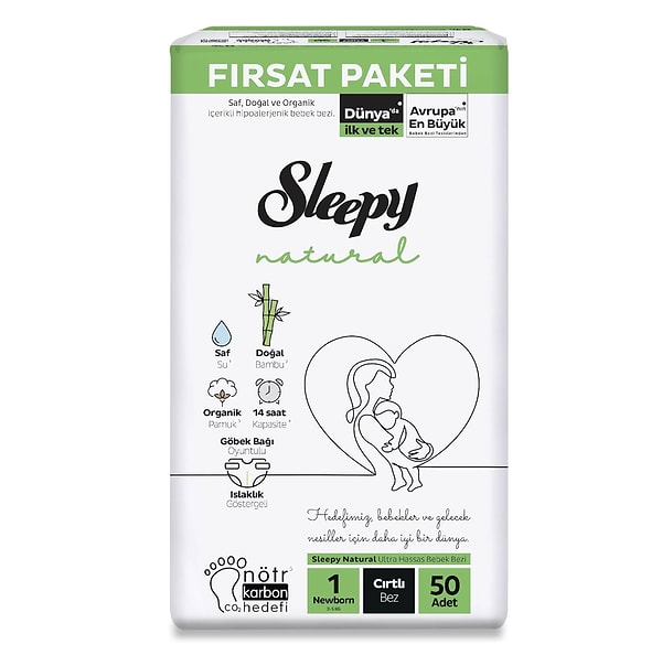 Sleepy Natural Fırsat Paketi Bebek Bezi 1 Numara Newborn 50 Adet