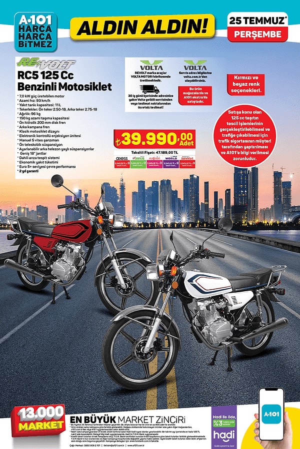 REVOLT RC5 125 Cc Benzinli Motosiklet 39.990 TL