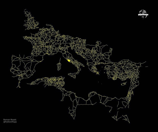 9. Bir zamanlar Roman İmparatorluğu'nun yol ağı.