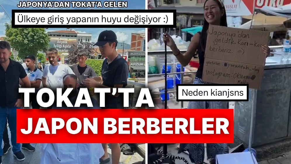 Tokat’a Gelen Japon Turistler Sokakta Ücretsiz Olarak Berberlik Yapınca Rağbet Gördü