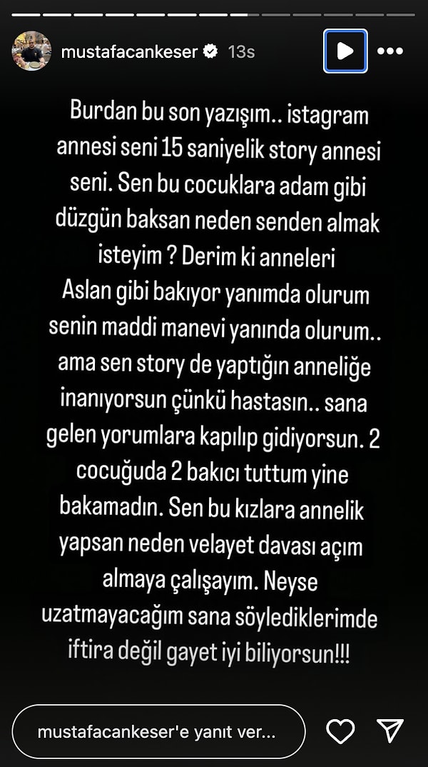 Ersubaşı'na "Instagram annesi seni...Sen storyde yaptığın anneliğe inanıyorsun çünkü hastasın" diyen Keser'e eski oyuncudan cevap gecikmedi...