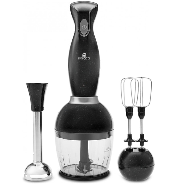 17. Karaca Pro-Midi Plus 3'lü Blender Set Shiny Black 1000W