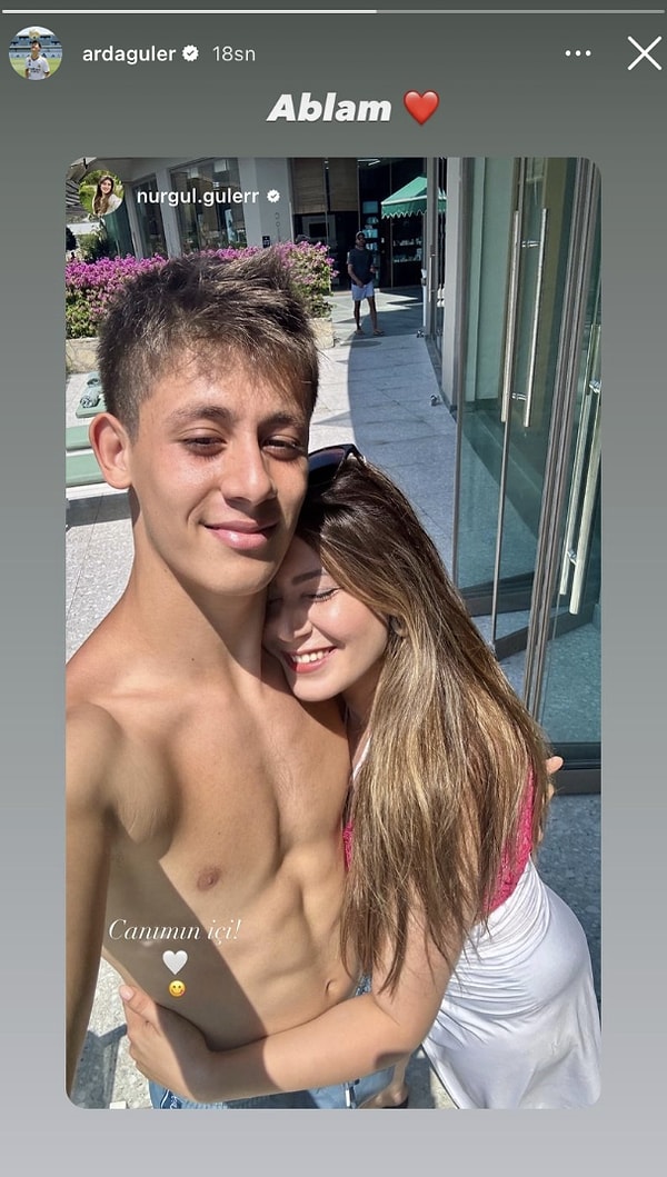 Nurgül Güler, son olarak Instagram hesabından birlikte çekildikleri bir tatil pozunu paylaştı ve fotoğrafın altına "Canımın içi" notunu ekledi. Arda Güler ise bu paylaşımı takipçileriyle paylaşarak "Ablam" notunu ekledi ve kalp emojisi bıraktı.