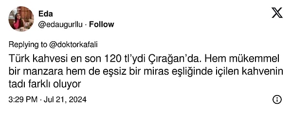 Birçok kişi kullanıcıya destek vererek, hem mekanın şıklığından hem de manzarasından dolayı Çırağan gibi yerlerde hesap ödemeyi tercih ettiğini belirtti.