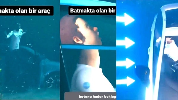 Sosyal medyada suya batan bir araçtan kurtulma yöntemlerini anlatan Hakan Turan isimli bir içerik üreticisinin paylaştığı video büyük  ilgi gördü.