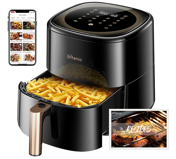 1. Ultenic K10 Airfryer, Fritöz, 5 Litre XL, 1500 W, Siyah