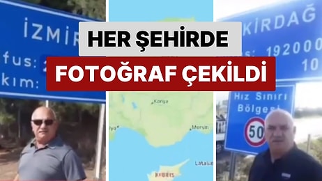 Gittiği Şehirlerin Tabelalarıyla Fotoğraf Çekilen Vatandaş Viral Oldu