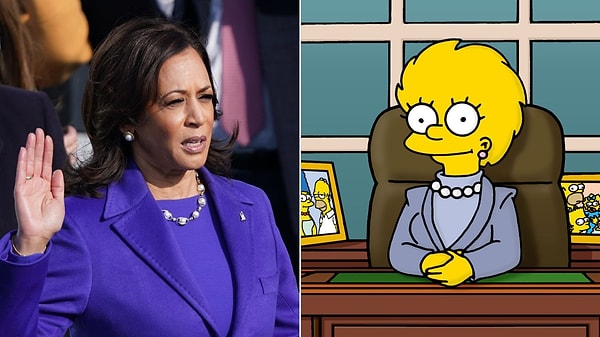 İngiltere merkezli Daily Star'da yer alan "Simpsonlar, Kamala Harris'in'in Başkanlık yarışına öngördü" başlıklı haberde, dizinin Kamala Harris'i 2000 yılındaki bir bölümde tahmin ettiğine yer verildi.