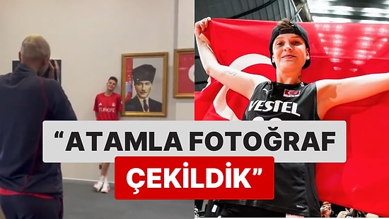 Atatürk Tablosu ile Fotoğraf Çekilen Ebrar Karakurt: "Atamla Fotoğraf Çekildik"