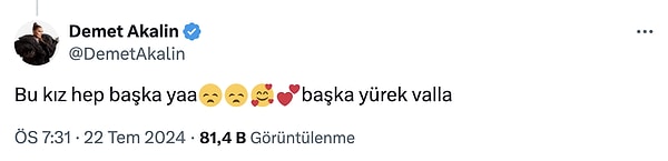 Hande Erçel'in cenazedeki görüntülerinin altına "Bu kız hep başka yaa😞😞🥰💕başka yürek valla" diyerek övgü yorumu bıraktı.