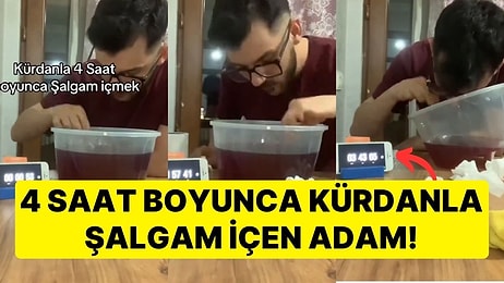 4 Saat Boyunca Kürdanla Şalgam İçmeye Çalışan Sosyal Medya Kullanıcısı Gündem Oldu