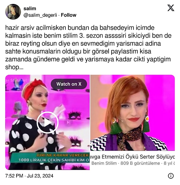 İşte o paylaşım: