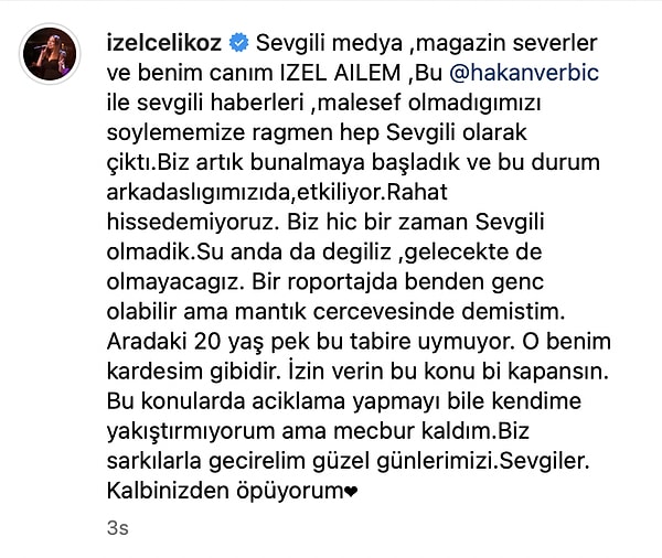 İşte İzel'in açıklamasının tamamı 👇🏻