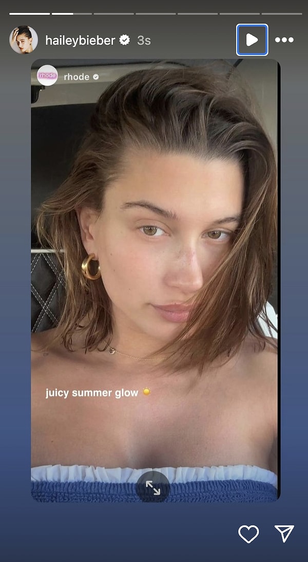 Hailey Bieber doğal görünümüyle kendine hayran bıraktı.