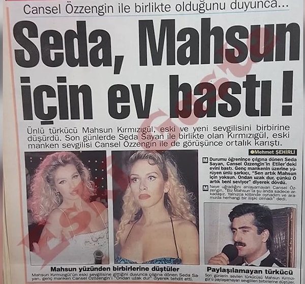 Cansu Özzengin'le görüntülenince Seda Sayan'ın ev basıp "Mahsun için artık sen yoksun, sadece ben varım!" diyerek kadını dövmesi.