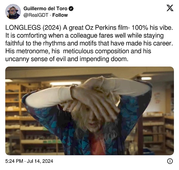 Guillermo del Toro, known for "Pan's Labyrinth" and "Pinocchio," made the following post👇