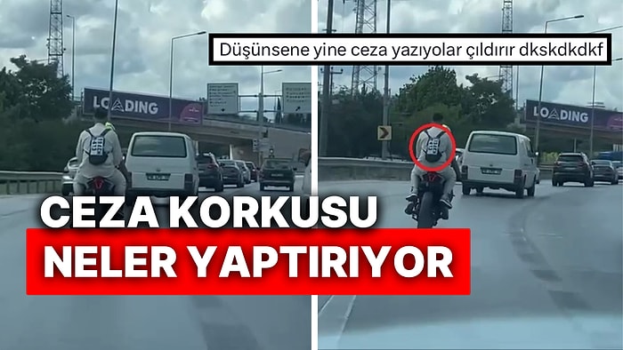 Ceza Yememek İçin Elinden Geleni Yaptı: Plakası Düşen Motorcudan Yaratıcı Hareket