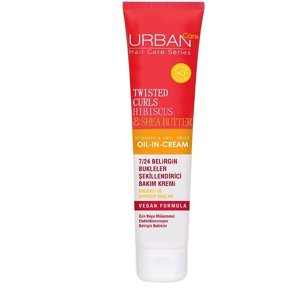 10. URBAN Care Twisted Curls Hibiscus & Shea Butter Kıvırcık ve Dalgalı Saçlara Özel Durulanmayan Bakım Kremi