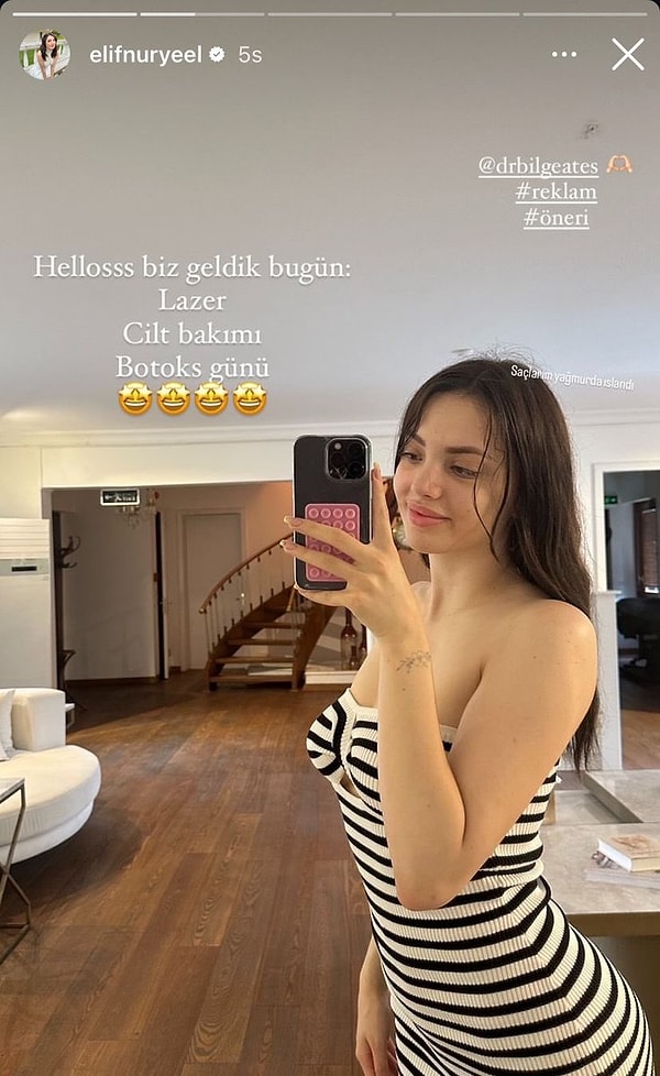 Henüz 20 yaşında olan genç sosyal medya fenomeni Elif Nur Yel, yaptırdığı lazer cilt bakımı ve botoks uygulamasını takipçileriyle paylaştı.