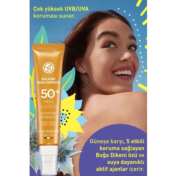 Yves Rocher Spf 50 Yüksek Korumalı Yaşlanma Ve Leke Karşıtı Yüz Güneş Kremi