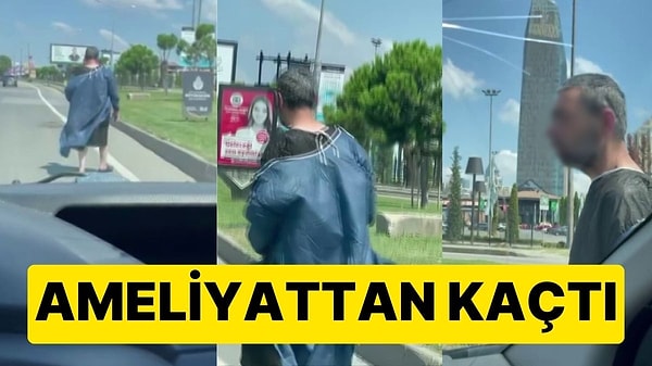 Olay, dün Ataşehir E-5 Karayolu üzerinde meydana geldi. Üzerinde ameliyat önlüğü bulunan bir şahıs çevredeki araçların korna çalarak uyarıda bulunmasına rağmen tepki vermeden yolda yürüdü.