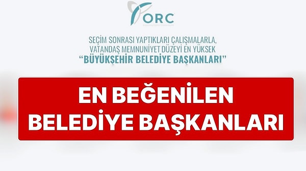 ORC Araştırma şirketi, 'memnuniyet düzeyi en yüksek 5 büyükşehir belediye başkanı' araştırmasının sonuçlarını açıkladı.   Ankete göre 5 kişilik listede Ankara Büyükşehir Belediye Başkanı Mansur Yavaş yer almazken AK Parti’den sadece bir belediye başkanı yer aldı.   İşte o araştırmanın detayları…