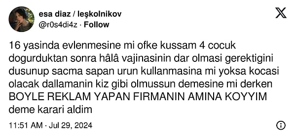 Evlenen kişinin hem 16 yaşında olmasına hem de kullanılan dile diğer kullanıcılar kayıtsız kalamadı.👇