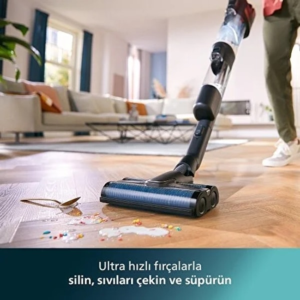 7. Philips Aqua Trio 3'ü 1 Arada (Islak, Kuru ve Moplu) Sarjlı ve Kablosuz Dik Süpürge