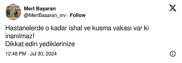 Yazar ve yatırım uzmanı Mert Başaran ise bu duruma kendi X (Twitter) hesabından dikkat çekti. 'Dikkat edin yediklerinize' notunu da düşmeyi ihmal etmedi.