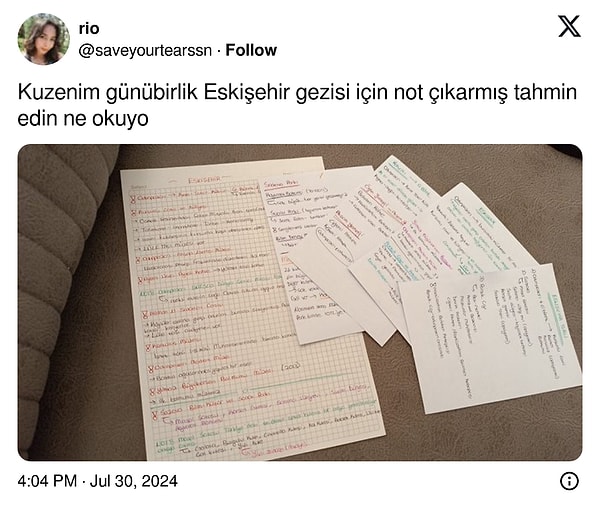 Şehir dışına veya ülke dışına seyahat etmeyi planlarken kimileri spontane takılmayı sevdiğinden rahattır, hiçbir hazırlık yapmaz. Kimileri de bu tweetteki gibi sayfalarca notlar hazırlar.👇