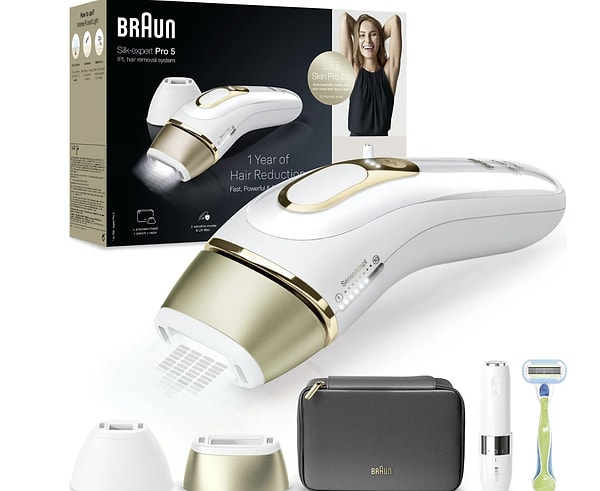 Braun Ipl Silk·expert Pro 5, Evde Tüy Alma, Çanta, Venus Tıraş Makinesi, 2 Başlık Ile, PL5146