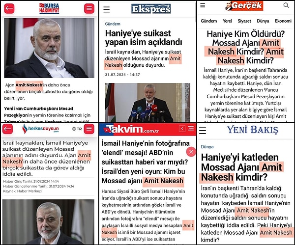 Dün pek çok basın kuruluşu suikastı Mossad Ajanı Amit Nakesh'in yaptığını iddia etti.