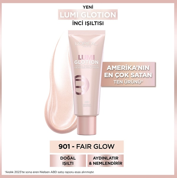 4. L'Oréal Paris Glotion All-In-One Doğal Işıltı 901 - Fair Glow 40 ml