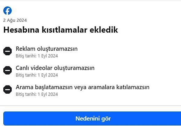 Facebook, Diyanet İşleri Başkanlığı’nın İsmail Heniyye paylaşımını kaldırarak hesabı kısıtladı.