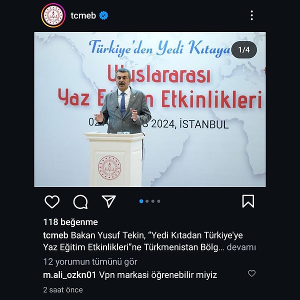 Öte yandan Milli Eğitim Bakanlığı'nın Instagram sayfasından yapılan paylaşıma da vatandaşlardan tepki yağdı.