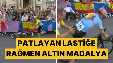 Lastiği Patlayan Bisikletçi Pes Etmedi: Altın Madalyayı Remco Evenepoel Aldı