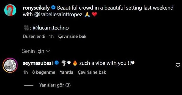 Şeyma Subaşı'nın gönlünü kaptırdığı söylenen Rony Seikaly'nin Instagram paylaşımlarına kalp emojileri bırakması da gözlerden kaçmadı tabii.