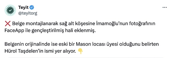 Ancak teyit.org, paylaşımı inceleyerek belgenin sahte olduğunu bu bulgularla ortaya çıkardı 👇