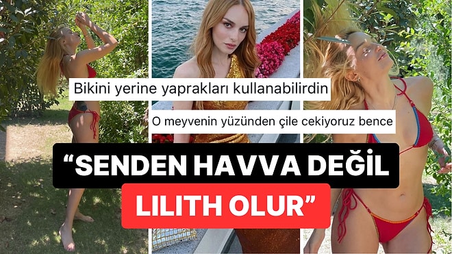 Ormanda Kırmızı Bikinisiyle Yasak Meyveyi Arayan Nilperi Şahinkaya'nın İlk İnsan Havva'dan Hallice Pozları