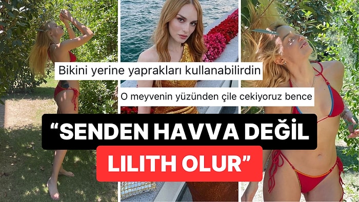 Ormanda Kırmızı Bikinisiyle Yasak Meyveyi Arayan Nilperi Şahinkaya'nın İlk İnsan Havva'dan Hallice Pozları