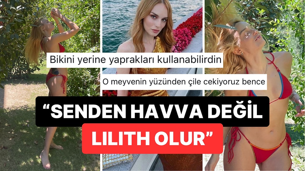 Ormanda Kırmızı Bikinisiyle Yasak Meyveyi Arayan Nilperi Şahinkaya'nın İlk İnsan Havva'dan Hallice Pozları