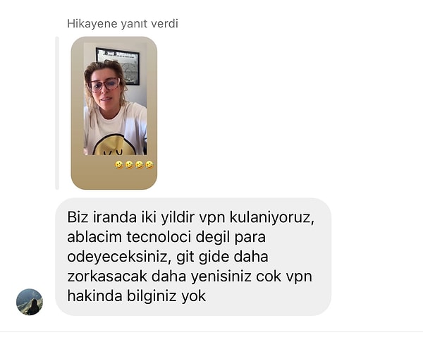 Astrolog Aygül Aydın, Türkiye'de Instagram'a erişim engeli getirilmesi üzerine kendisine bir mesaj atan İran'daki takipçisinin mesajını paylaştı.