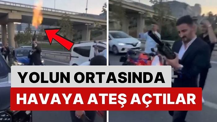 Düğün Konvoyundaki Magandalar Yolun Ortasında Durup Havaya Ateş Açtı!