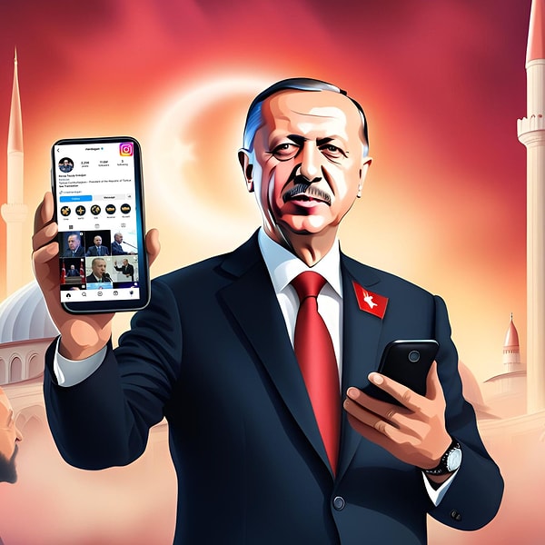 Katz bu paylaşımına Erdoğan'ın elinde telefonla poz verdiği bir illüstrasyonu da ekledi.