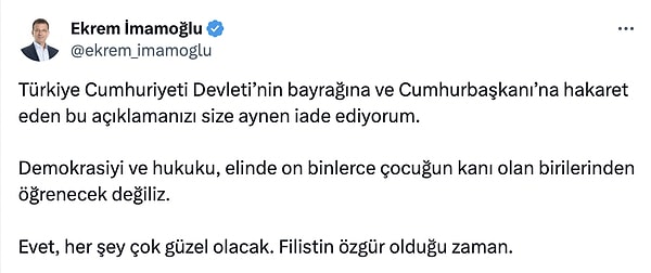 "Filistin özgür olduğunda her şey çok güzel olacak" 👇