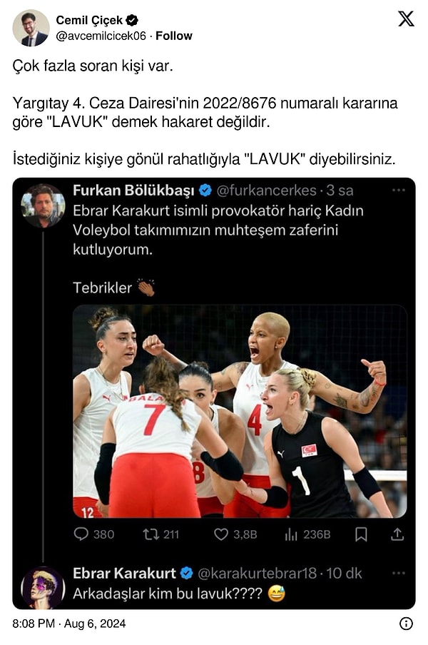 "Lavuk hakaret mi?" sorusunun cevabını ise ünlü Avukat Cemil Çiçek veriyor;