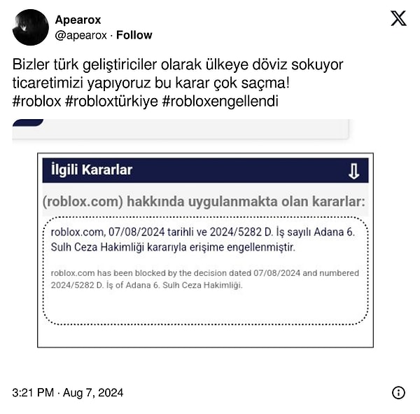 Roblox içerisinde oyunlar üreten geliştiriciler de duruma isyan ettiler.