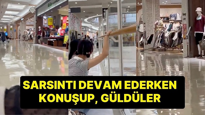 Japonya'daki Depremden Yeni Görüntüler: Sarsıntı Devam Ederken Sakince Konuşup, Güldüler!