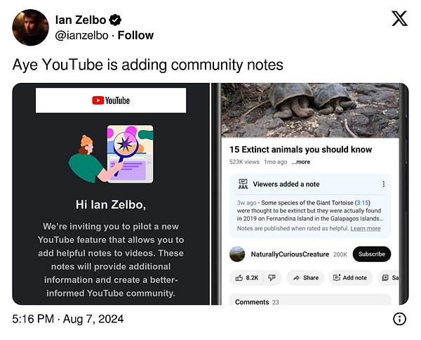 YouTube'un yeni özelliğini test eden kullanıcılar, X üzerinden son durumu paylaştı: 'YouTube topluluk notları ekliyor'
