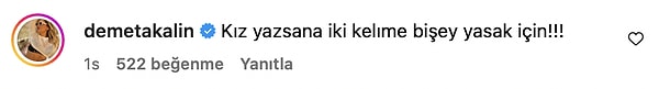 "Akalın, ünlü oyuncuya tepkisini "Kız yazsana iki kelime bir şey yasak için!!!" cümleleriyle gösterdi!